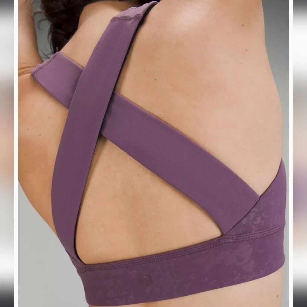 Lululemon Lab Embossed Nulu Cross-Back Yoga Bra Tracer Print Emboss Amethyst 2